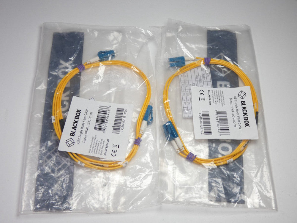 *Lot of 2* Black Box FOSM-001M-LCLC OS2 Single Mode Fiber Optic Patch Cable -...