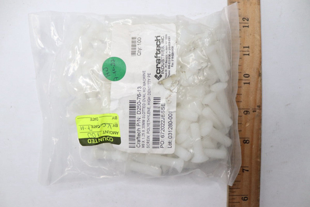 (100-Pk) Craftech Plain Pan Slotted Metric Machine Screw M8 x 1.25 x 30mm