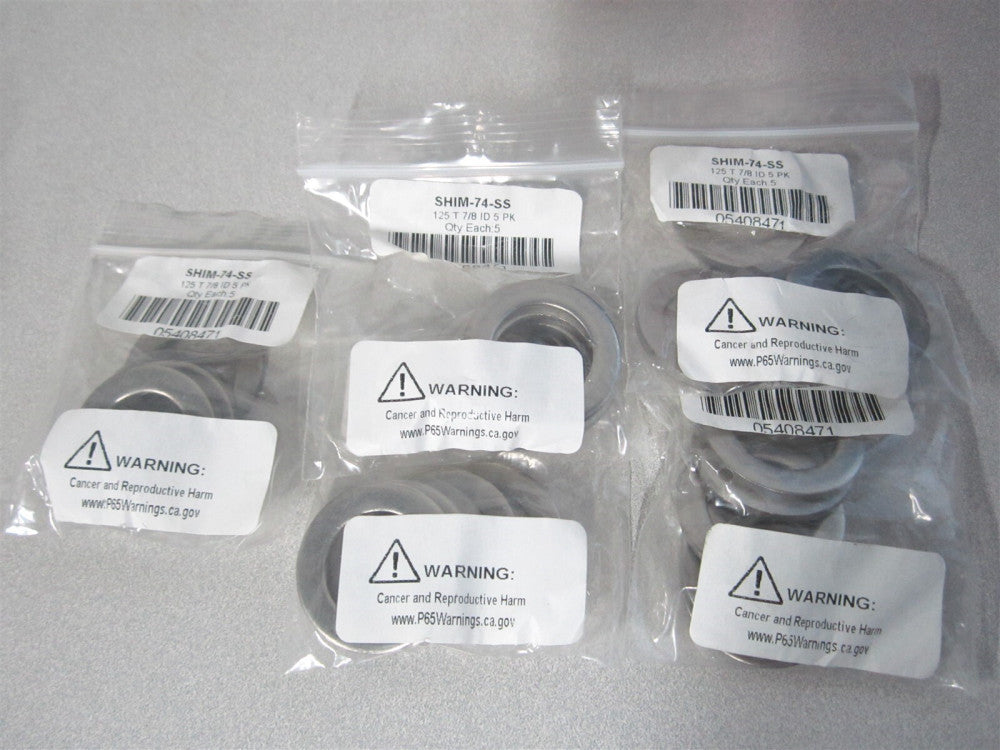 (SHIM-74-SS) 0.125" x 0.875" x 1.375" Stainless Steel Round Shim 5ct. - Lot of 5