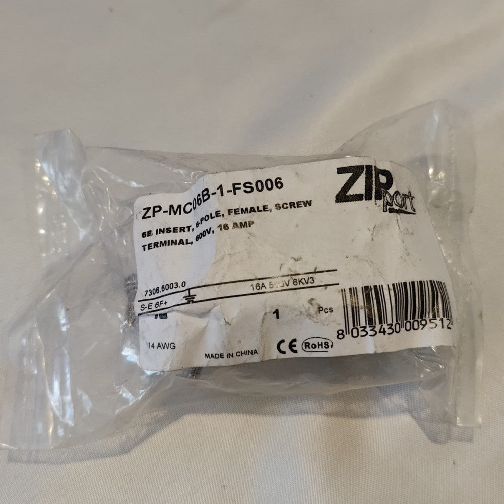 Zip Port ZP-MC06B-1-FS006 Female Connector Insert 600V 16A