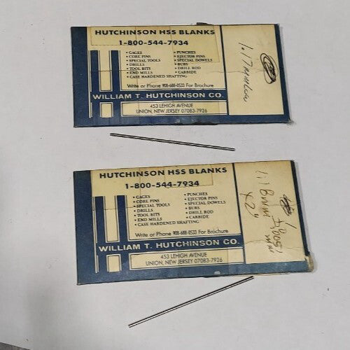 Set Of 2 - USA Hutchinson (1) 1.17mm & (1) 1.18mm x 2" Low Drill Blank Pin Gage
