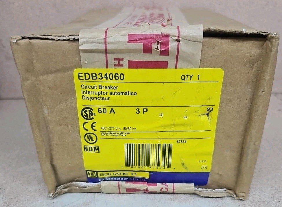 NOS Square D EDB EDB34060 3 Pole 60 Amp 480V Circuit Breaker