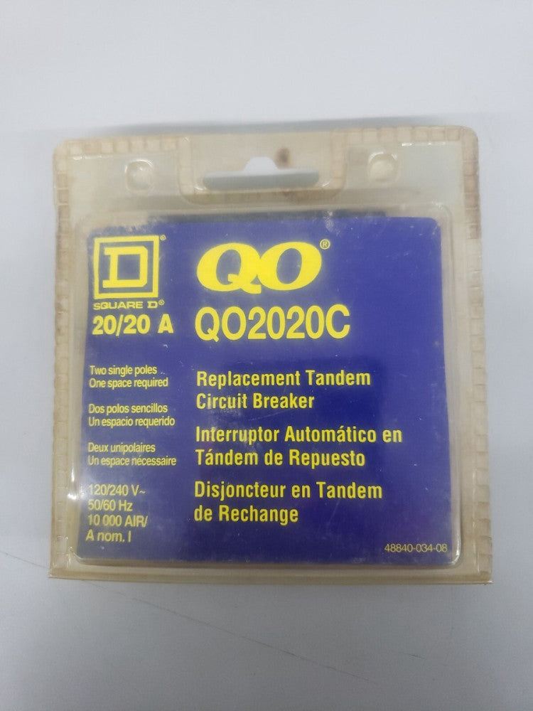 New Plastic Package! Square D QO2020 QO2020C Twin/Tandem  20A 1P Breaker