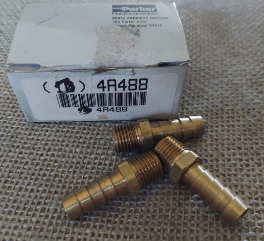 (3) Parker Fluid Connections 4A488 Male Hose Fittings