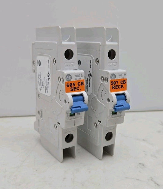 2 Pack Allen Bradley 1489-M1D100 Ser D 10A Miniature Circuit Breaker 1 Pole