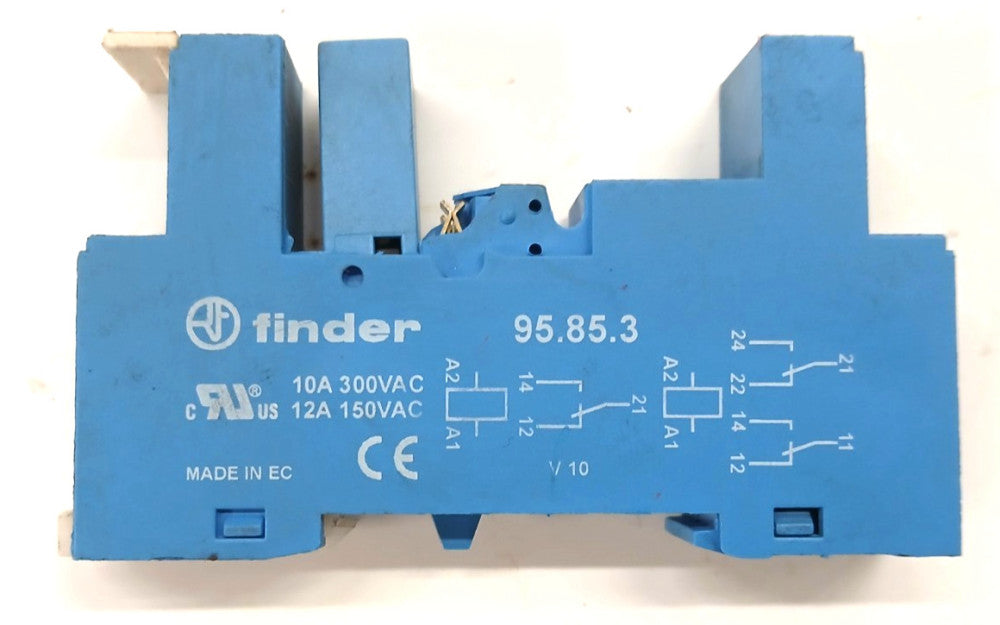 FINDER 95.85 RELAY SOCKET 300 VAC 12 AMP 8 PIN DIN RAIL MOUNTING