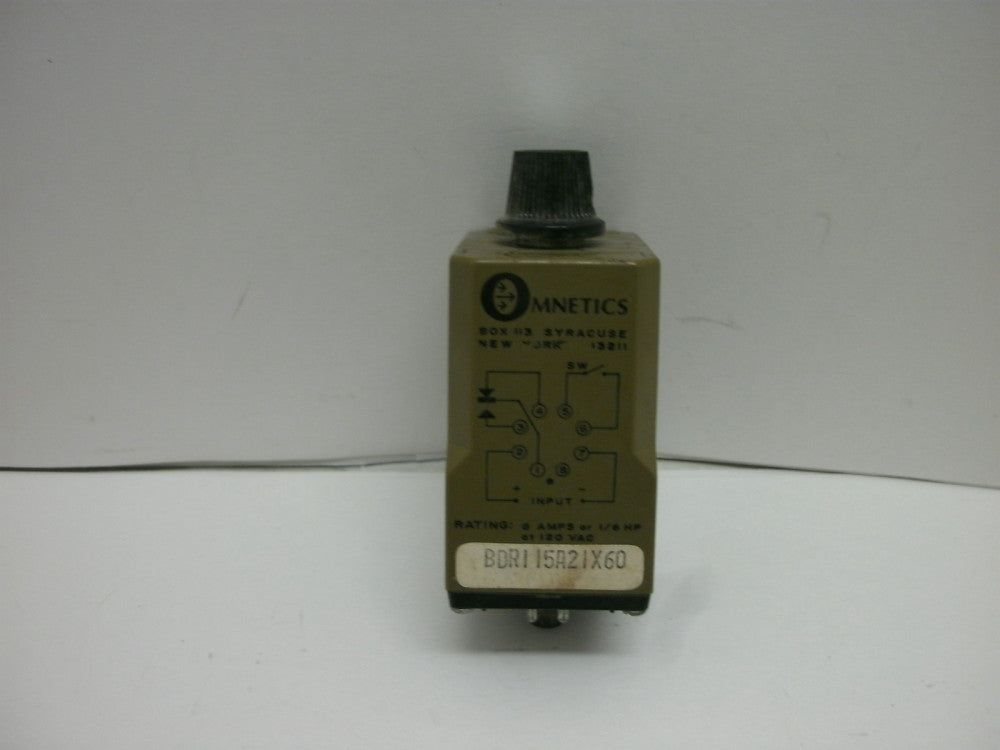 OMNETICS BDR115A21X60 TIME DELAY RELAY 8 AMPS OR 1/6 HP @ 120 VAC TIME IN SECOND