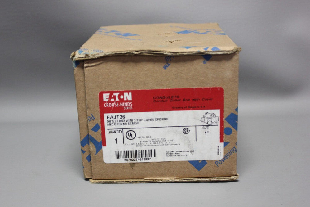NEW CROUSE HINDS EAJT36, 1" HUB, ALUMINUM, T-TYPE EXPLOSIONPROOF OUT LET BOX
