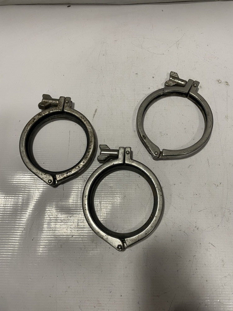 4” Sanitary Pipe Tri-Clover Style Clamp / Fitting, Stainless Steel -Lot of 3
