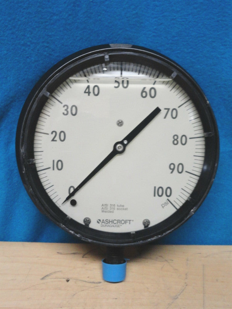 ASHCROFT - DURGAUGE - 0-100 PSI - SIZE 6½" - PART NUMBER 60-1379 - NEW NO BOX