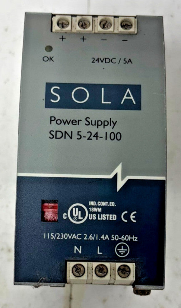 SOLA POWER SUPPLY SDN 10-24-100P 115/230 VAC 5.0/2.0 A 50/60 HZ