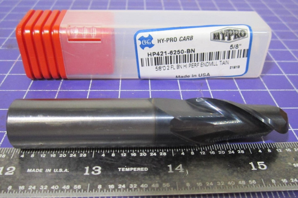 OSG (HP421-6250-BN) 5/8" Ball End Mill 1-1/4" LOC 2F TiAlN Solid Carbide