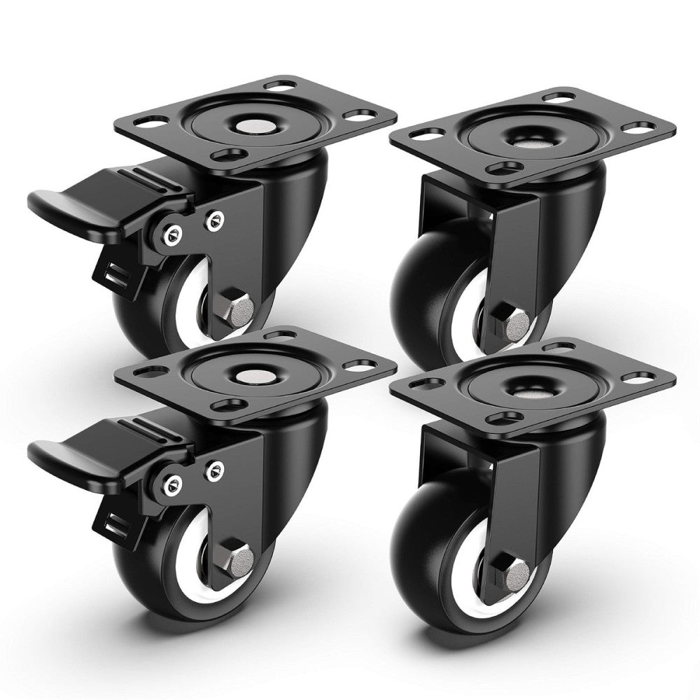2 inch Swivel Caster Wheels, Heavy Duty Plate Casters with Safety Brake Total...