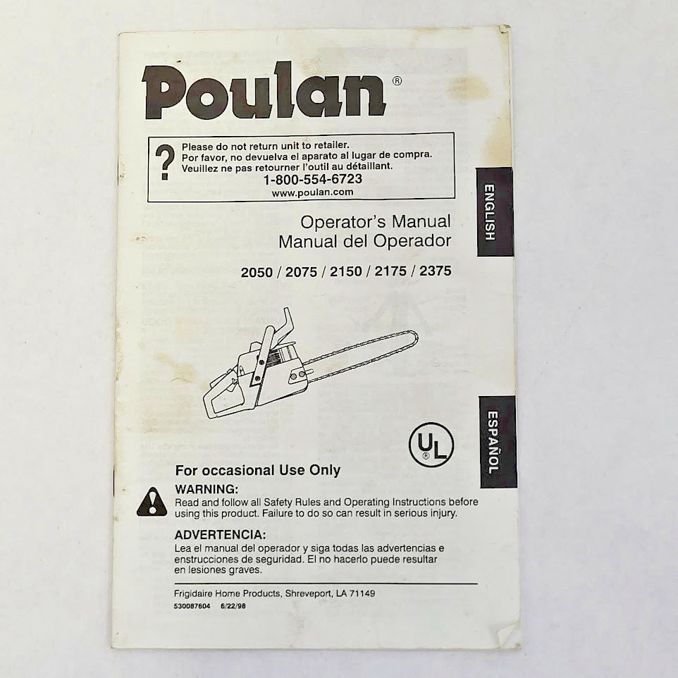 Vintage Poulan 2050/2075/2150/2175 Chainsaw Operator's Manual