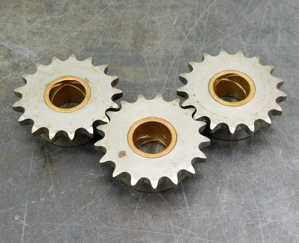 Martin 40B17 Roller Chain Sprocket #40 17 Teeth 1" Bore Lot of Three (3)