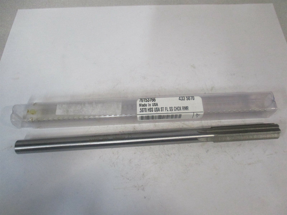 (433-0.5070) 0.507″ x 2" x 8" OAL 6-Flute High Speed Steel Chucking Reamer 