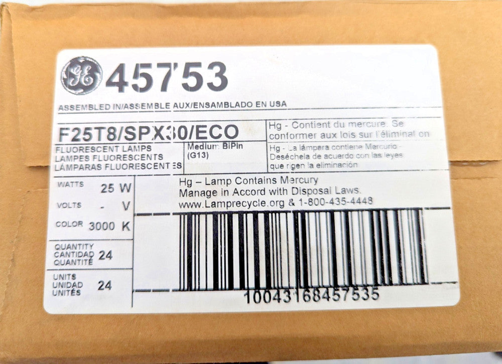 (24) GE 45753 36 Inch 25-Watt T8 G13 2150 Lumen 3000K 20,000 Hours 86 CRI [C9TP]
