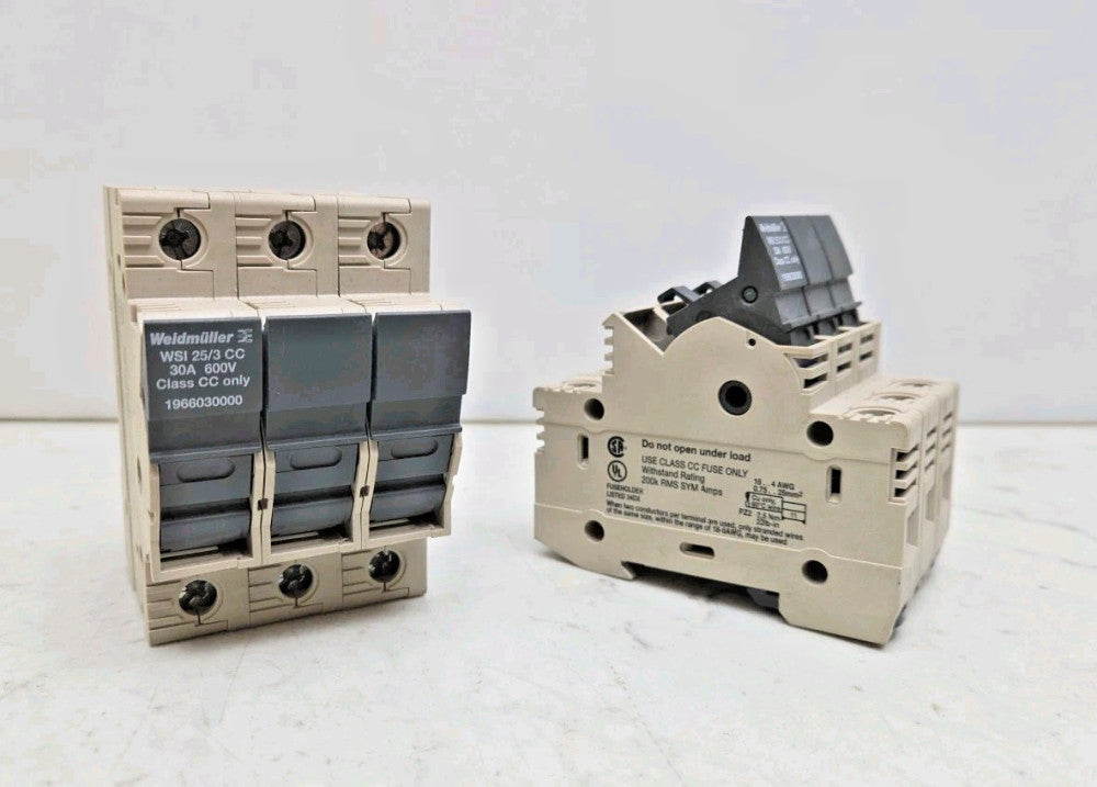 2 Pack Weidmuller WSI 25/3 CC 3 Pole 30A Amp 600 V Fuse Holder WSI25/3CC