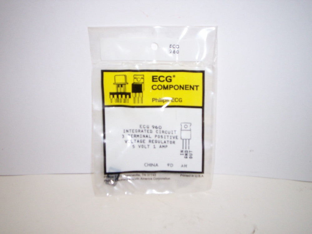 ECG COMPONENT ECG-960 3 TERMINAL POSITIVE VOLTAGE REGULATOR 5 VOLT 1 AMP NIB
