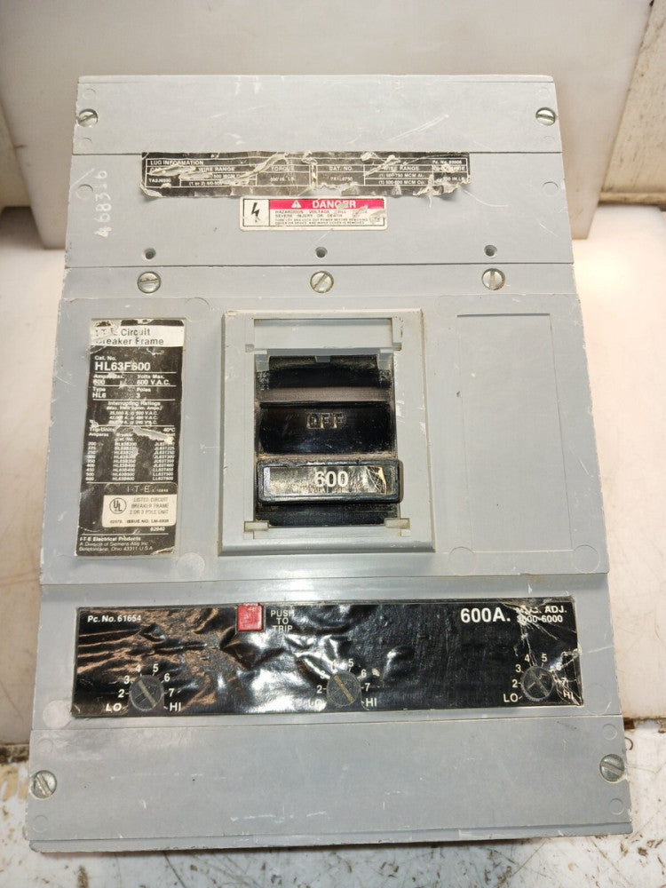 ITE SIEMENS HL63F600 CIRCUIT BREAKER 600 A 600 V 3 POLE WITH 600 AMP TRIP