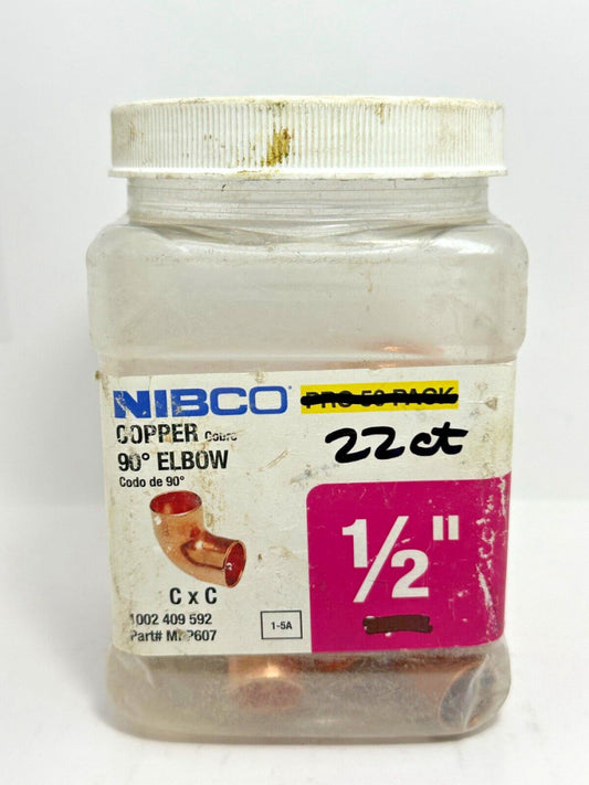 22ct Partial Canister NIBCO Copper 90º Elbow 1/2" C x C MPP607