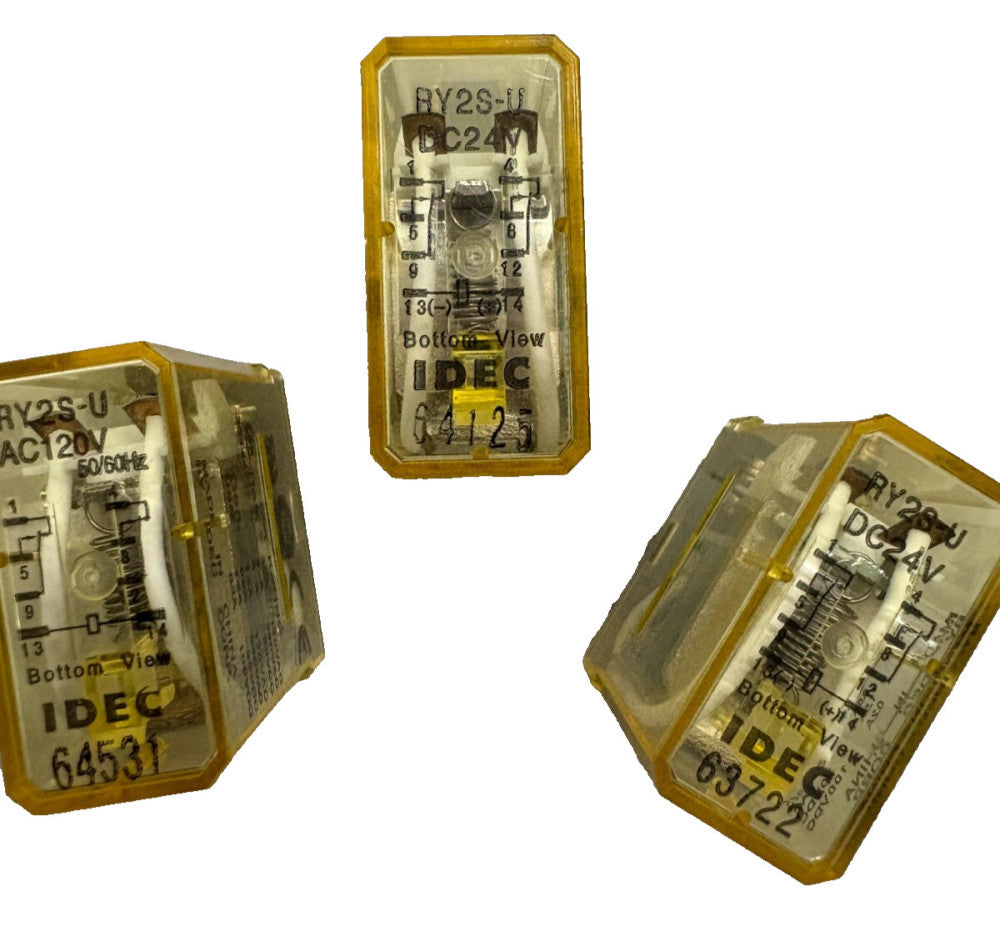ASSORTED LOT OF 3, IDEC, GENERAL PURPOSE RELAY, 120V AC, 3AMP, 8PINS-PLUG IN