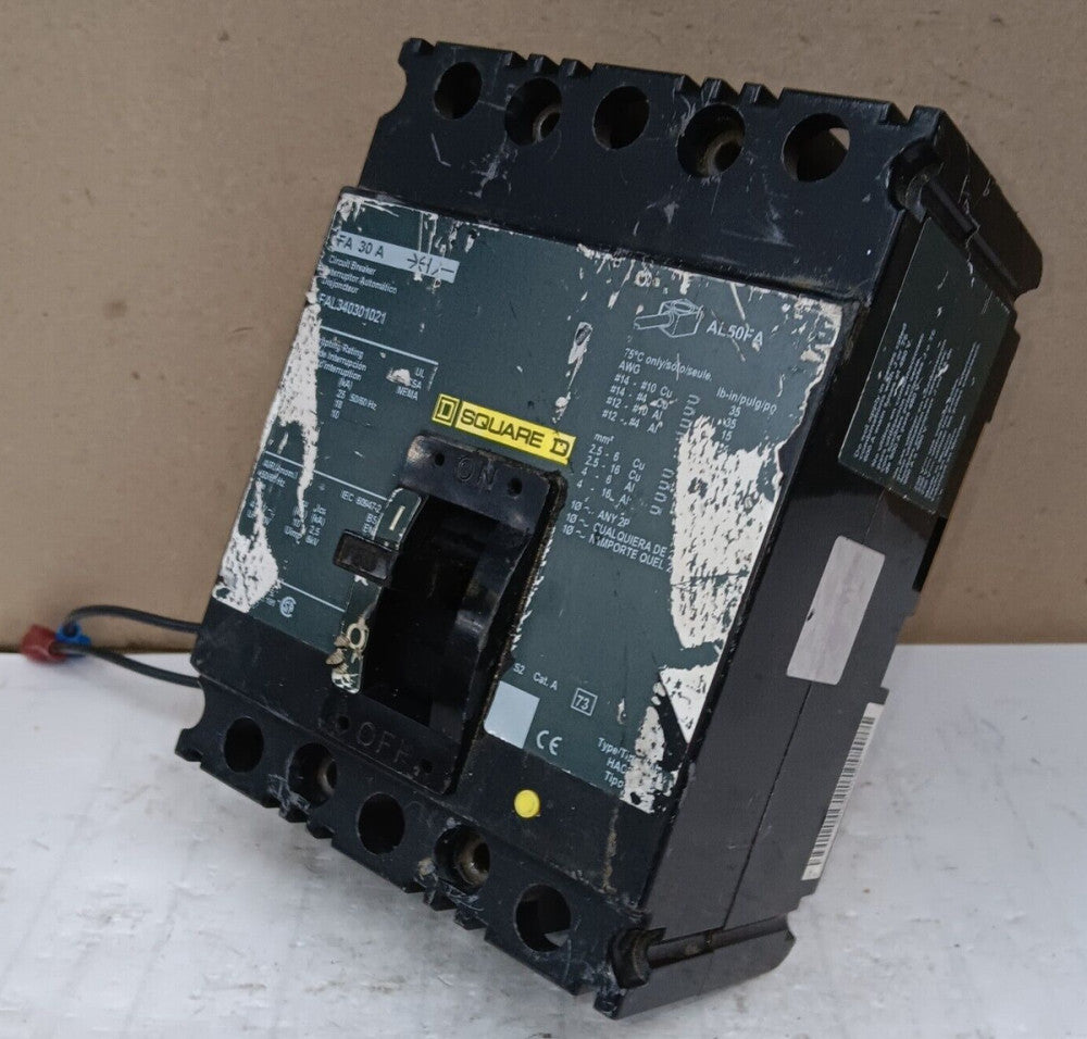 SQUARE D 30 AMP CIRCUIT BREAKER W/ SHUNT TRIP 3 POLE 480 VAC FAL340301021