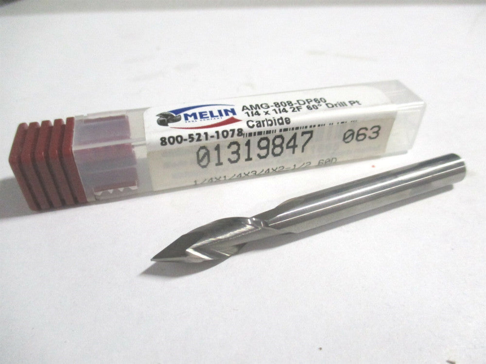 Melin (11665) 1/4" x 3/4" x 1/4" x 2-1/2" OAL 2FL 60° Solid Carbide Drill Mill 