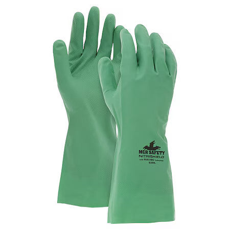 Mcr Safety 5380S Nitrishield Chemical Resistant Gloves, Nitrile, 12 In L, 8