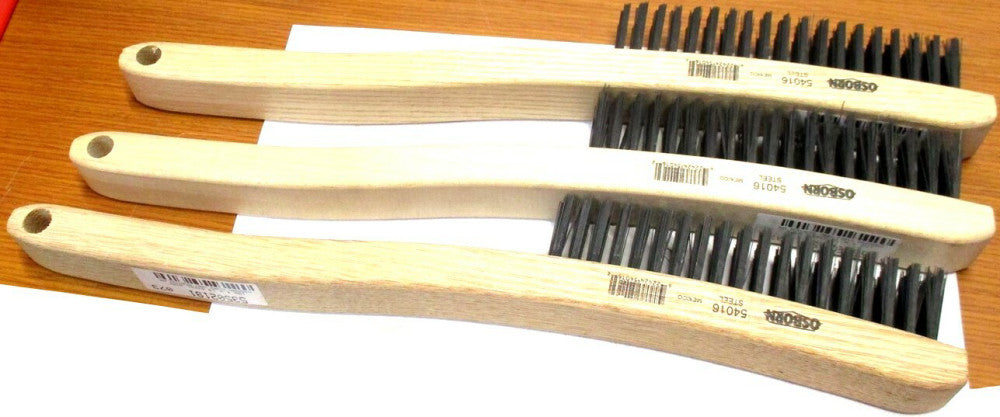 Osborn (54016) 6" Brush x 13-11/16" OAL Wood Handle Steel Scratch Brush - 3 QTY