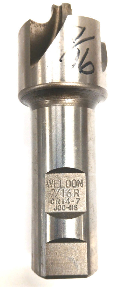 WELDON 7/16R CORNER RADIUS ENDMILL HS 4 FLUTE MILL DIA 1-3/8" OAL 4" CR14-7