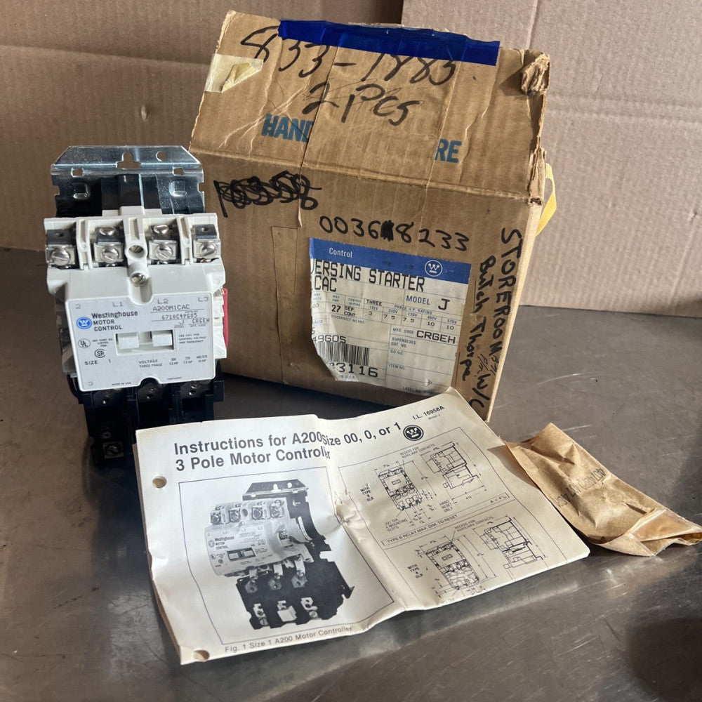 Westinghouse A200M1CAC - 3P Sz1 Motor Control. Nos Surplus.