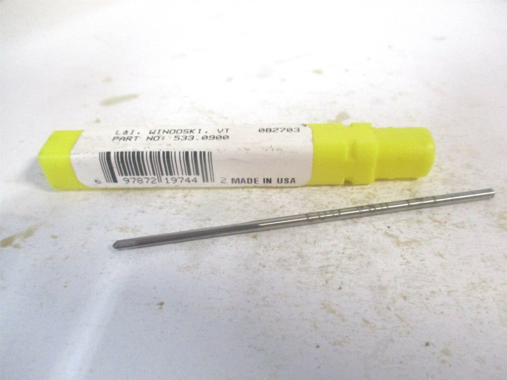 (433-0.0900) 0.09" x 3/4" x 3" OAL Straight Shank HSS 4-Flute Chucking Reamer 