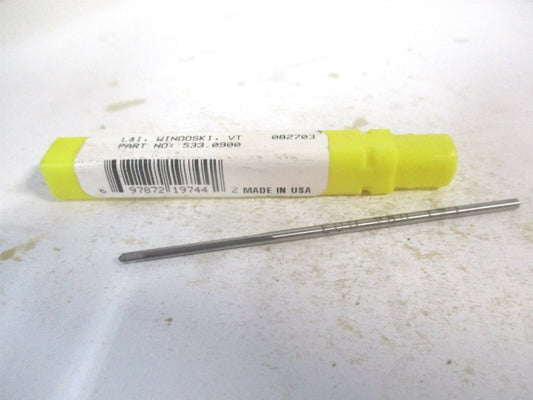 (433-0.0900) 0.09" x 3/4" x 3" OAL Straight Shank HSS 4-Flute Chucking Reamer 