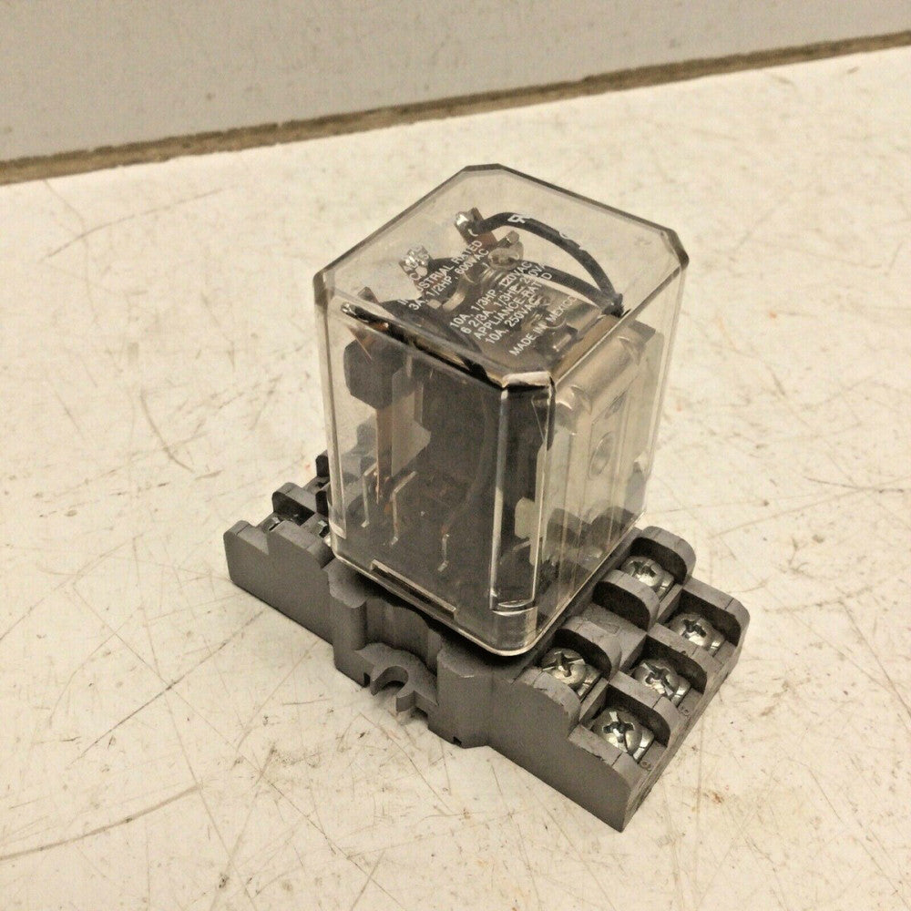 POTTER & BRUMFIELD 27E121 RELAY SOCKET W/ KUP-14D15-24 RELAY 24VDC 3A 1/2HP 600V