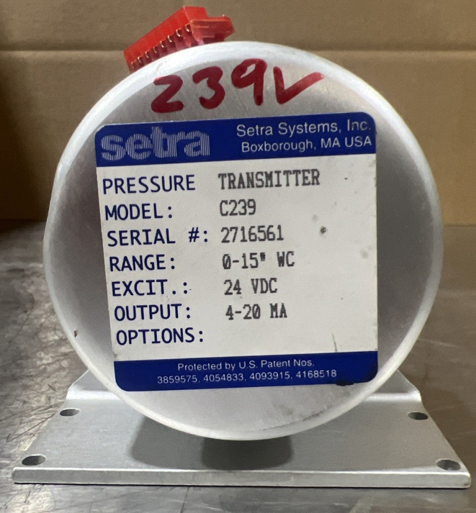 Setra Pressure Transducer C239 0-15'' WC Nos Surplus