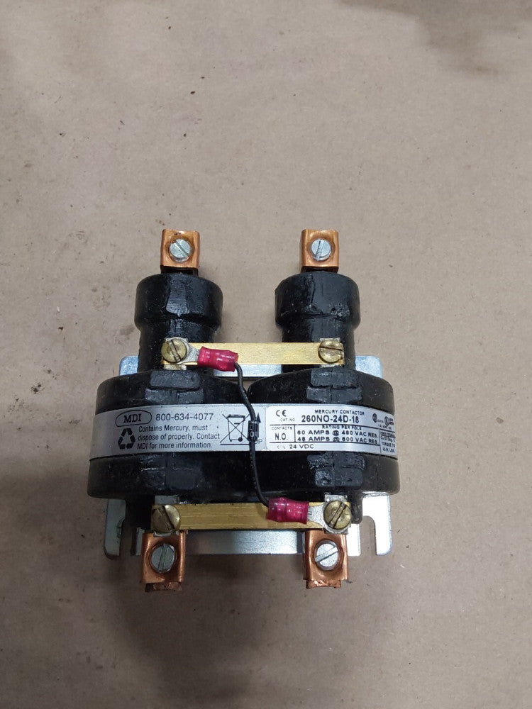 MDI 260NO-24D-18 Mercury Contactor 60/48 Amps 480/600VAC