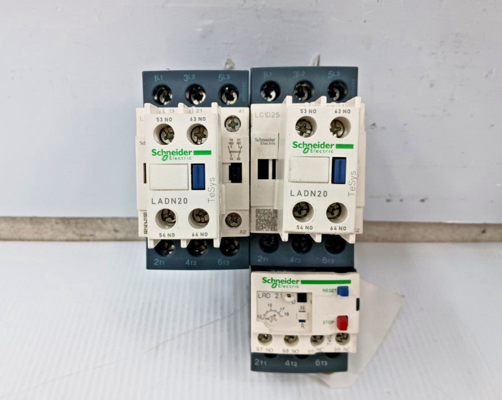 Schneider Electric LC1D25 IEC Contactor W/ LADN20 Aux. Contact & LRD21 Relay