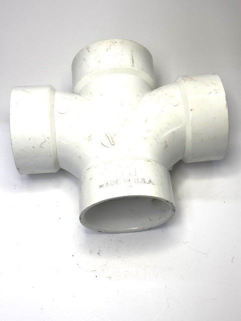 DOUBLE SANITARY TEE 3 IN X 3 IN X 3 IN X 3 IN FITTING PIPE SIZE, WHITE
