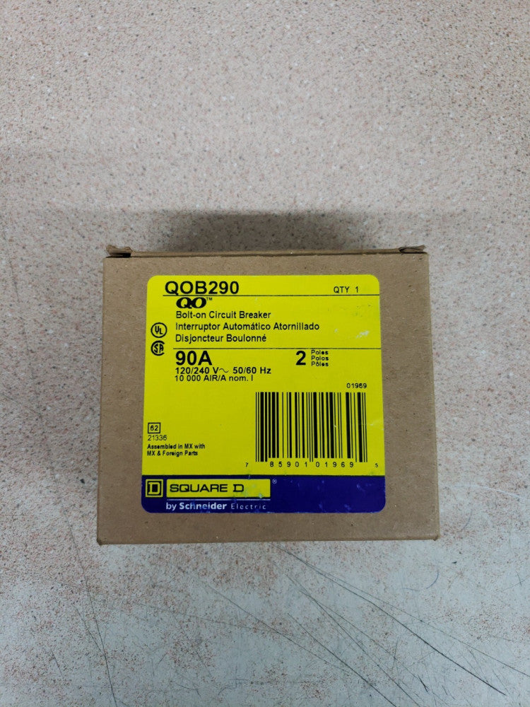 NEW Square D QOB290 Miniature Circuit Breaker - 90 A, 2 Pole, 120/240 VAC