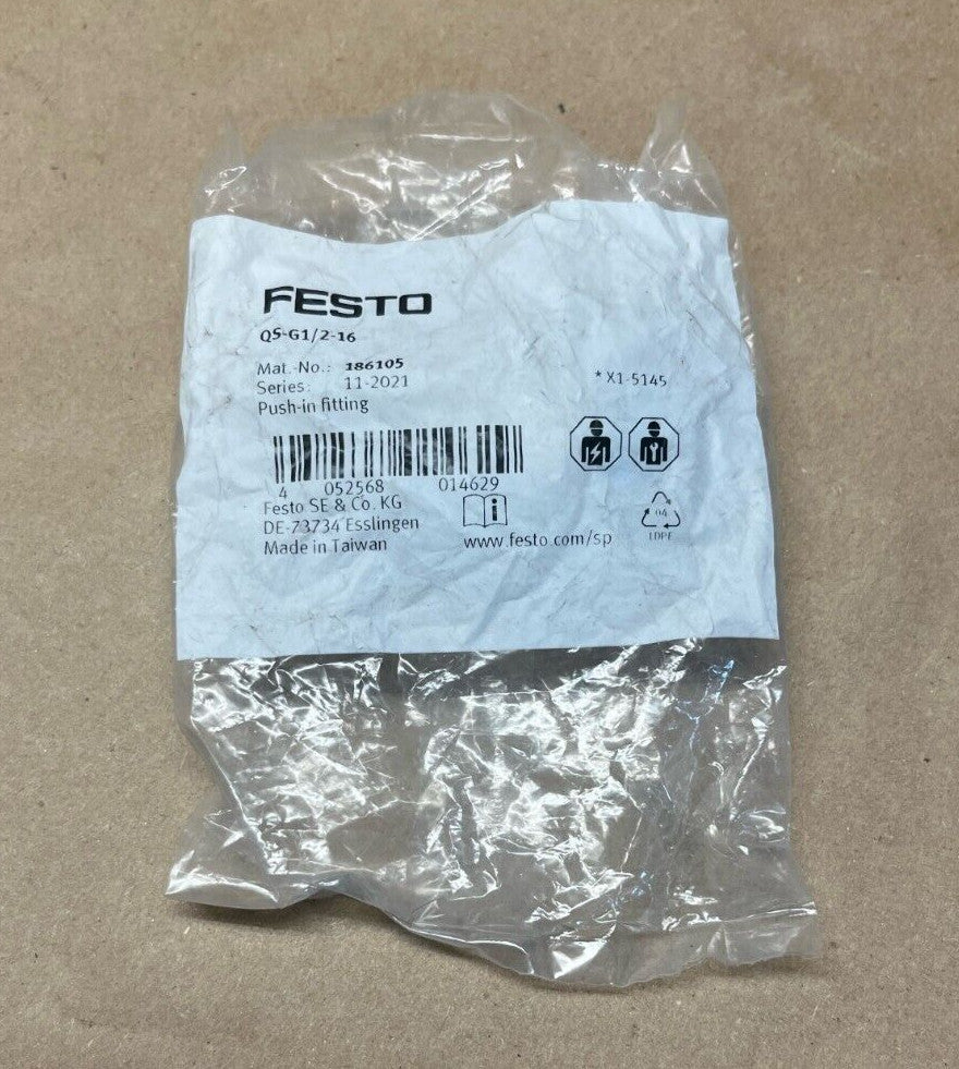 FESTO QS-G1/2-16 Push-In Fitting 186105