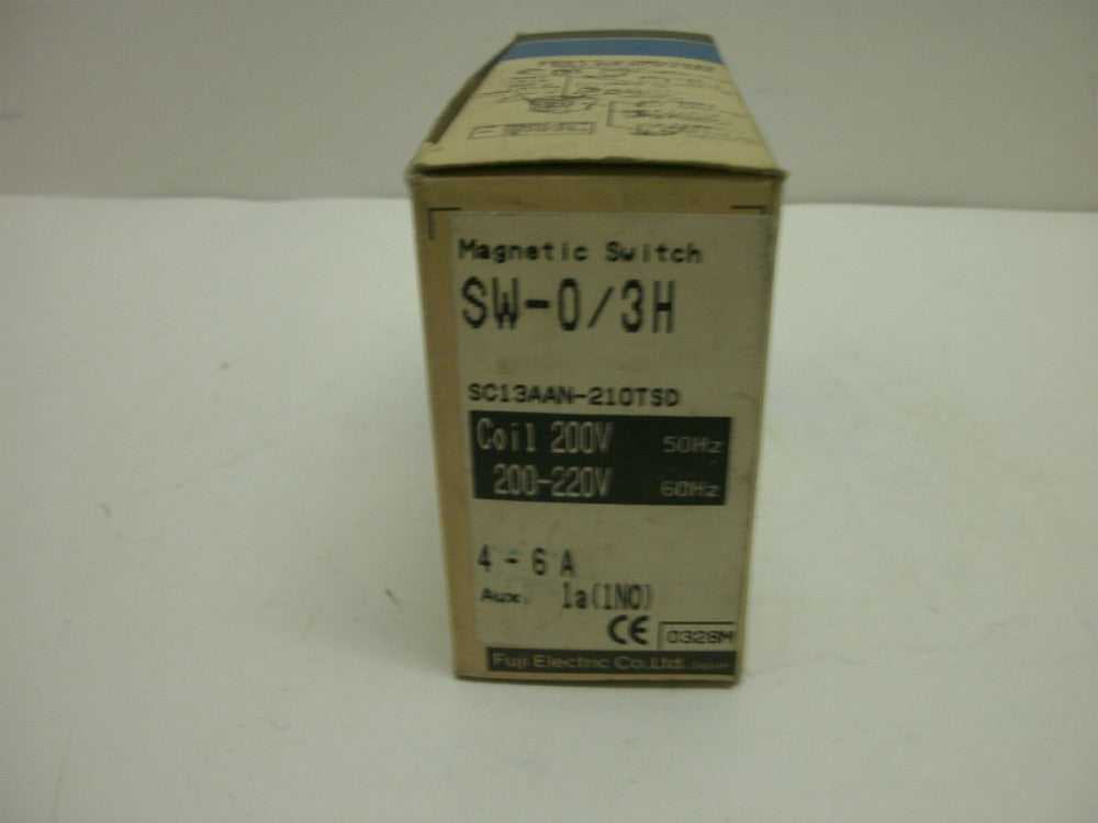 FUJI ELECTRIC SW-0/3H MAGNETIC SWITCH/STARTER  4-6 AMP 1(NO) COIL 200V 50Hz NIB