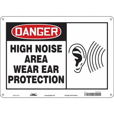 Condor 466F58 Safety Sign, 10 In Height, 14 In Width, Aluminum, Horizontal