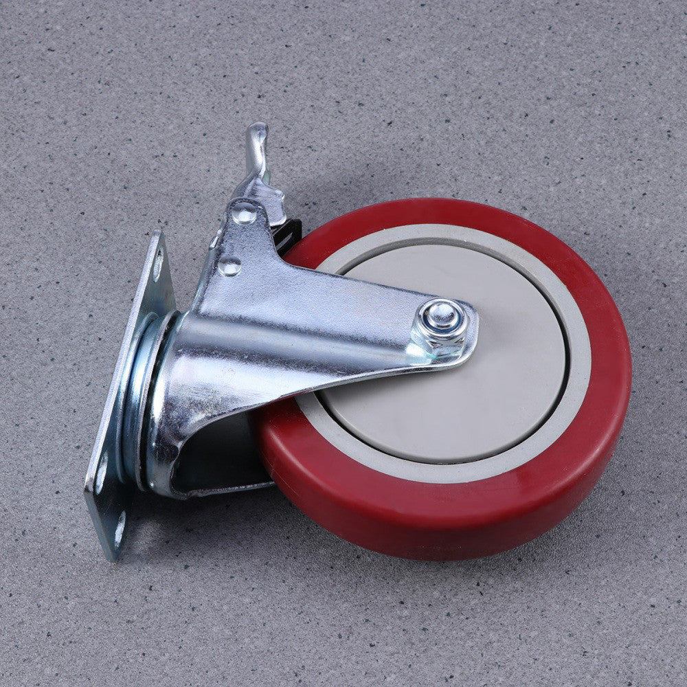 4PCS 5 Inch Jujube Red Anti-winding Universal Wheel Single- Casters