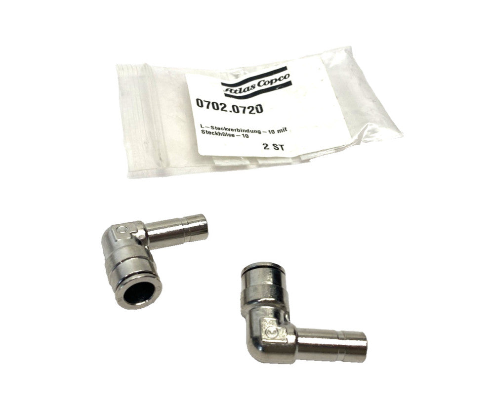 Atlas Copco 0702.0720 Elbow Fitting 10 MIT, 10mm Push Connect 702.0720 PKG OF 2