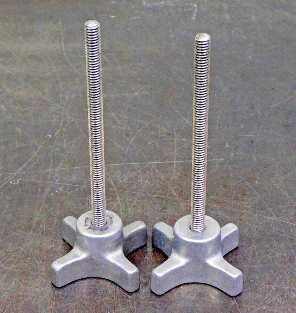 Hand Knob Aluminum Handle 5/16" x 4-3/8"  & 4-5/8" SAE Threaded Shaft Lot of 2
