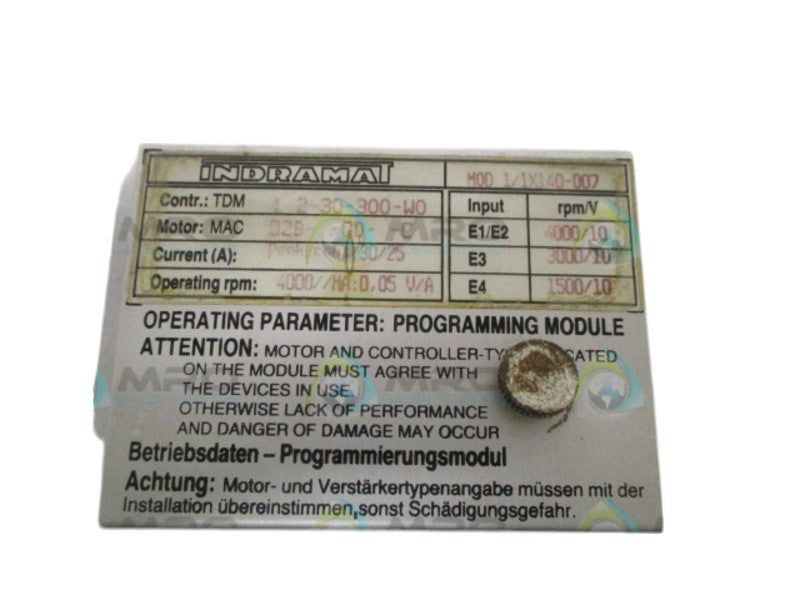 INDRAMT MOD1/1X140-007 PROGRAMMING MODULE UNMP