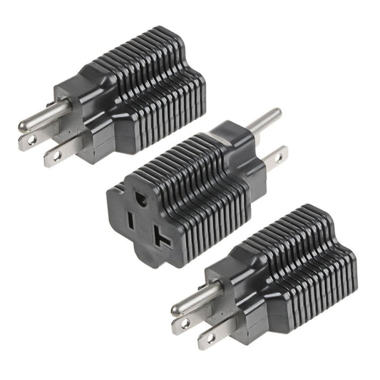 3 Pack NEMA 5-15P to 5-15/20R Adapter, 15 Amp Male to 20 Amp Female Plug Outlet,