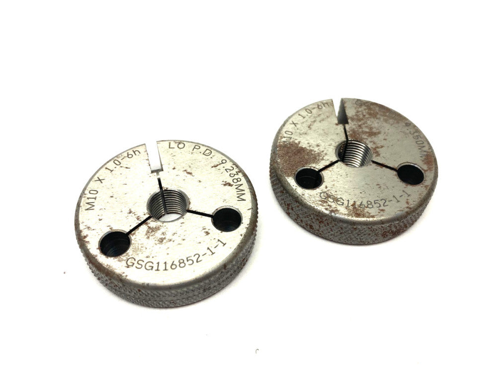 GSG116852-1-1 Threaded Ring Gage LO GO Set M10 x 1.0-6H GO PD 9.350, LO PD 9.238