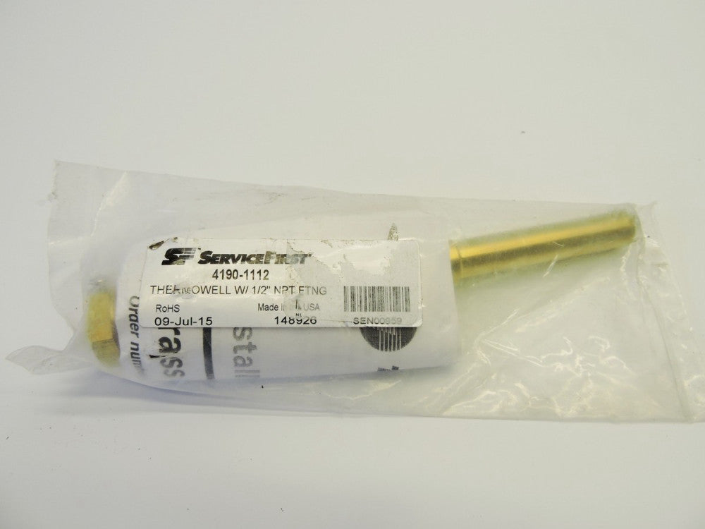Trane Brass Immersion Well Thermowell 1/2" NPT .50 in. Fitting 4190-1112 SEN008
